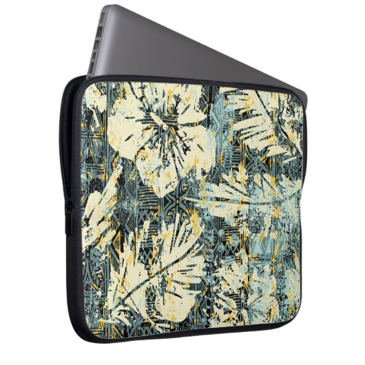 Hawaiianischer Hibiskus mit Stamm-Backgro Laptopschutzhülle (Vorne Rechts)