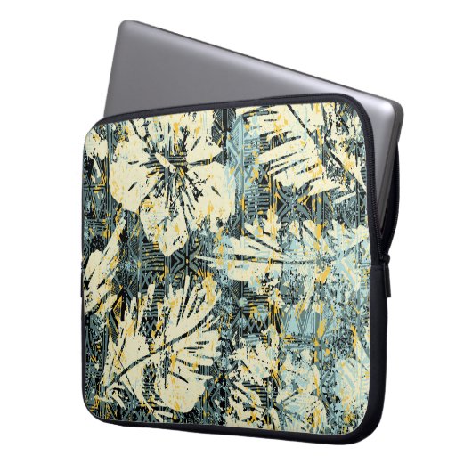 Hawaiianischer Hibiskus mit Stamm-Backgro Laptopschutzhülle (Vorderseite Links)