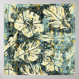 Hawaiianischer Hibiskus mit Stamm-Backgro Poster