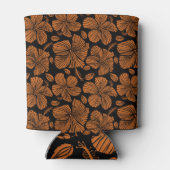 Hawaiianischer Hibiskus Orange Black Pattern Dosenkühler (Rückseite)