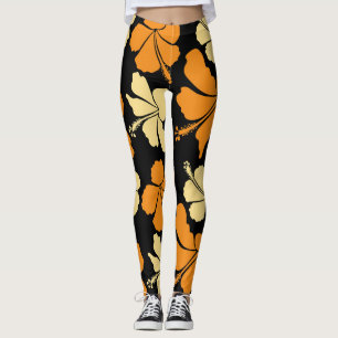 Hawaiianischer Hibiskus: Orange tropische Muster. Leggings