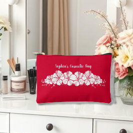 Hawaiianischer Hibiskus Tropische Blume Cherry Red Zubehörtasche