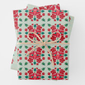 Hawaiianischer Hibiskus Weihnachts-Quilt-Muster Geschenkpapier Set (Beispiel)