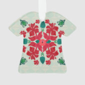 Hawaiianischer Hibiskus Weihnachts-Quilt-Muster Ornament (Rückseite)