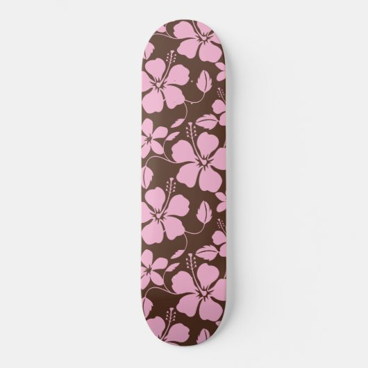 HAWAIIANISCHER HULA (HIBISKUS) BRAUN/ROSA SKATEBOARD (Vorderseite)