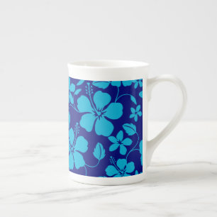 HAWAIIANISCHER HULA (HIBISKUS) DUNKEL-/HELLBLAU PORZELLANTASSE