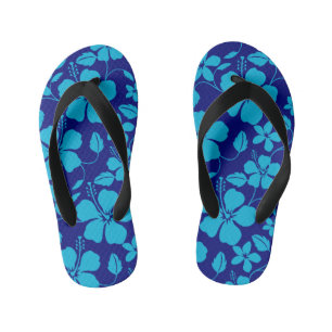 HAWAIIANISCHER HULA (HIBISKUS) DUNKELBLAU/HELLBLAU KINDERBADESANDALEN