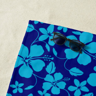 HAWAIIANISCHER HULA (HIBISKUS) DUNKELBLAU/HELLBLAU STRANDTUCH