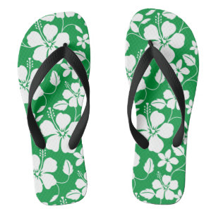 HAWAIIANISCHER HULA (HIBISKUS) GRÜN BADESANDALEN