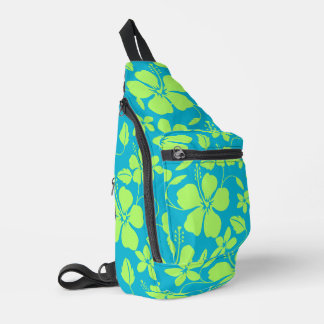 HAWAIIANISCHER HULA (HIBISKUS) IN TEAL LIME CROSSBODY BAG