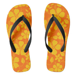 HAWAIIANISCHER HULA (HIBISKUS) ORANGE MIX BADESANDALEN