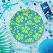 HAWAIIANISCHER HULA (HIBISKUS) TEAL LIME PAPPTELLER (Party)