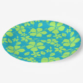 HAWAIIANISCHER HULA (HIBISKUS) TEAL LIME PAPPTELLER (Schrägansicht)