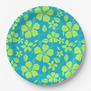 HAWAIIANISCHER HULA (HIBISKUS) TEAL LIME PAPPTELLER