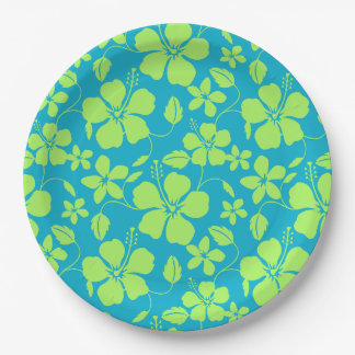 HAWAIIANISCHER HULA (HIBISKUS) TEAL LIME PAPPTELLER