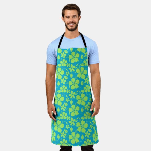 HAWAIIANISCHER HULA (HIBISKUS) TEAL LIME SCHÜRZE (Getragen)