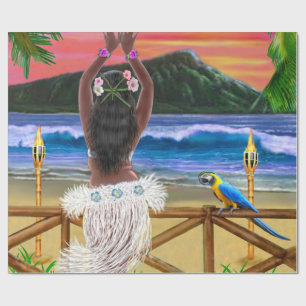 HAWAIIANISCHER HULA SONNENUNTERGANG GESCHENKPAPIER