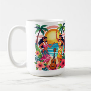 Hawaiianischer Hula-Sonnenuntergang Strand Tropisc Kaffeetasse