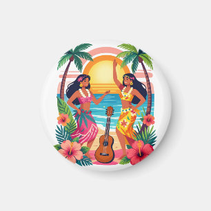 Hawaiianischer Hula Sonnenuntergang Strand Tropisc Magnet