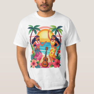 Hawaiianischer Hula-Sonnenuntergang Strand Tropisc T-Shirt