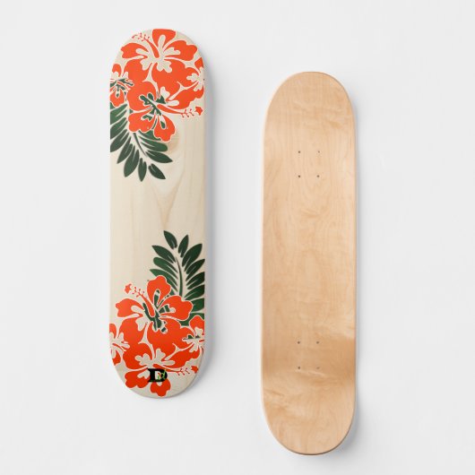 Hawaiianischer Inspirierter Hibiskus D Brand Skateboard (Vorderseite)