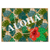 Hawaiianischer Jungle Foliage Hibiskus ALOHA Große Geschenktüte (Vorderseite)
