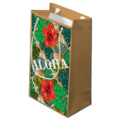 Hawaiianischer Jungle Foliage Hibiskus ALOHA Kleine Geschenktüte (Rückseite Schrägansicht)