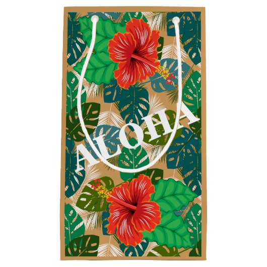 Hawaiianischer Jungle Foliage Hibiskus ALOHA Kleine Geschenktüte (Vorderseite)