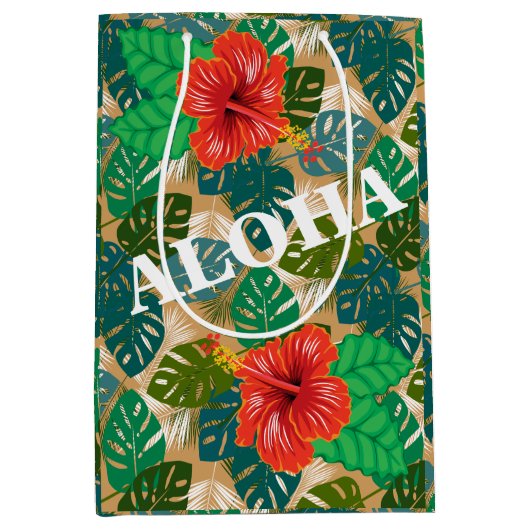 Hawaiianischer Jungle Foliage Hibiskus ALOHA Mittlere Geschenktüte (Vorderseite)