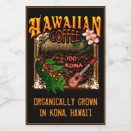 Hawaiianischer Kaffee Lebensmitteletikett (Einzelnes Label)