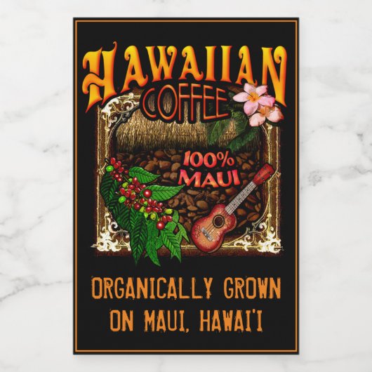 Hawaiianischer Kaffee Lebensmitteletikett (Einzelnes Label)
