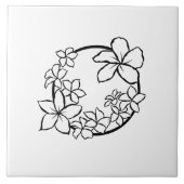Hawaiianischer Kreis Plumerias dekorative Tile Fliese (Vorderseite)