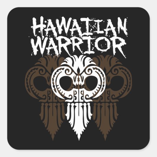 Hawaiianischer Krieger Quadratischer Aufkleber (Vorderseite)