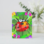 Hawaiianischer Ladybug stehend auf einem vierblätt Postkarte (Stehend Vorderseite)