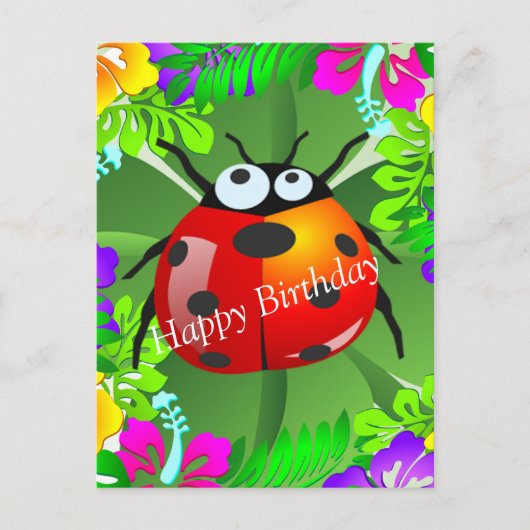 Hawaiianischer Ladybug stehend auf einem vierblätt Postkarte (Vorderseite)