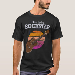 Hawaiianischer lustiger Ukulele-Rockstar Retro-Son T-Shirt