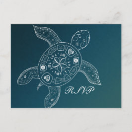 Hawaiianischer Meeresschildkröte Weißer Aquamarine Einladungspostkarte