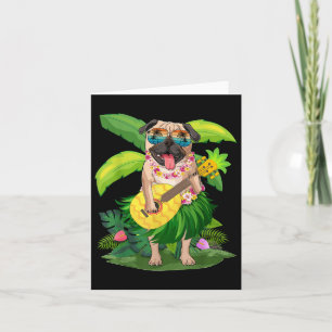 Hawaiianischer Mops Hund & Amp; Ananas Ukulele Sum Karte