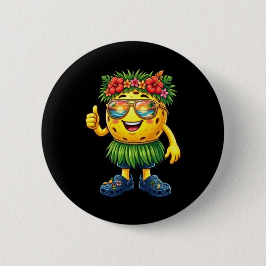 Hawaiianischer Pickleball Ball Tropischer Strand S Button (Vorderseite)