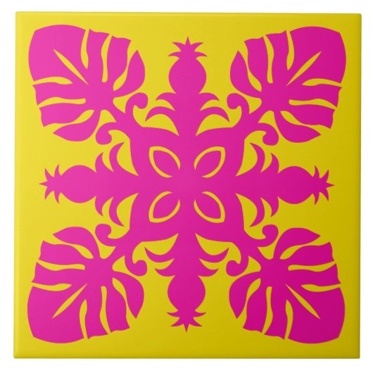 Hawaiianischer Quiltstil dekorativer Keramik Fliese (Vorderseite)