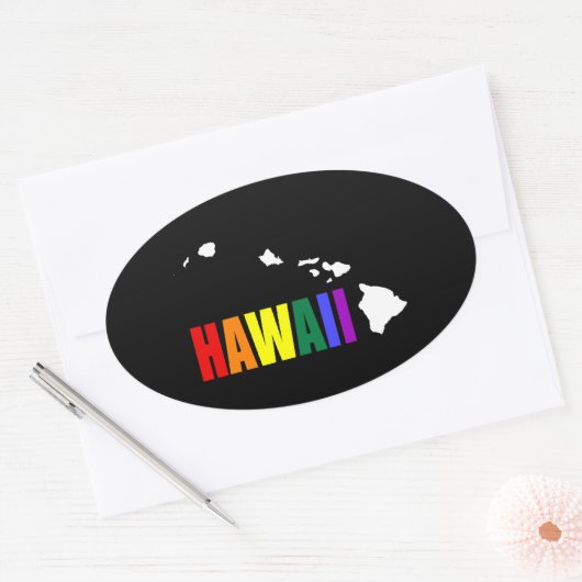 Hawaiianischer Regenbogen 3 Ovaler Aufkleber (Umschlag)