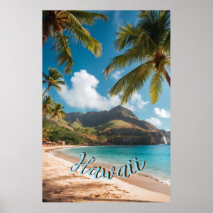 Hawaiianischer Reiseküsten-Sonnenuntergang im Vint Poster
