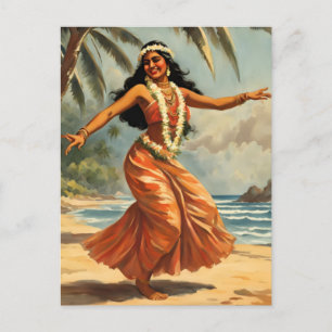 Hawaiianischer Reisender im Vintage-Stil Hula-Mädc Einladungspostkarte