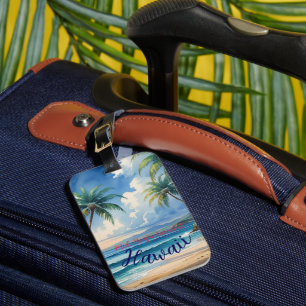 Hawaiianischer Reisestil Honolulu Blaue See im Vin Gepäckanhänger