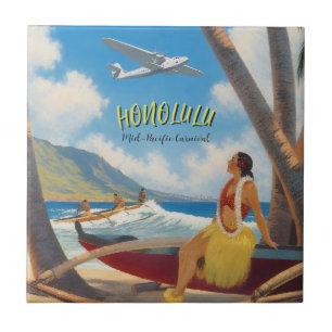 Hawaiianischer Reisestil Honolulu Hula Mädchen im Fliese