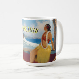Hawaiianischer Reisestil Honolulu Hula Mädchen im Kaffeetasse