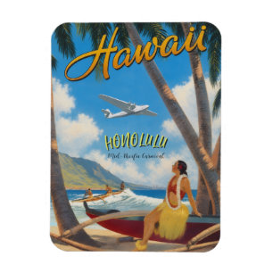 Hawaiianischer Reisestil Honolulu Hula Mädchen im Magnet
