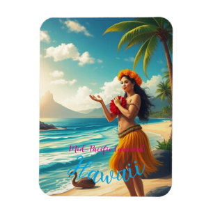 Hawaiianischer Reisestil Honolulu Hula Mädchen im Magnet