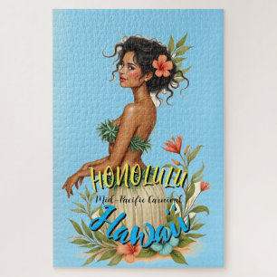 Hawaiianischer Reisestil Honolulu Hula Mädchen im Puzzle