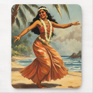 Hawaiianischer Reisestil Hula Mädchen tanzt im Vin Mousepad